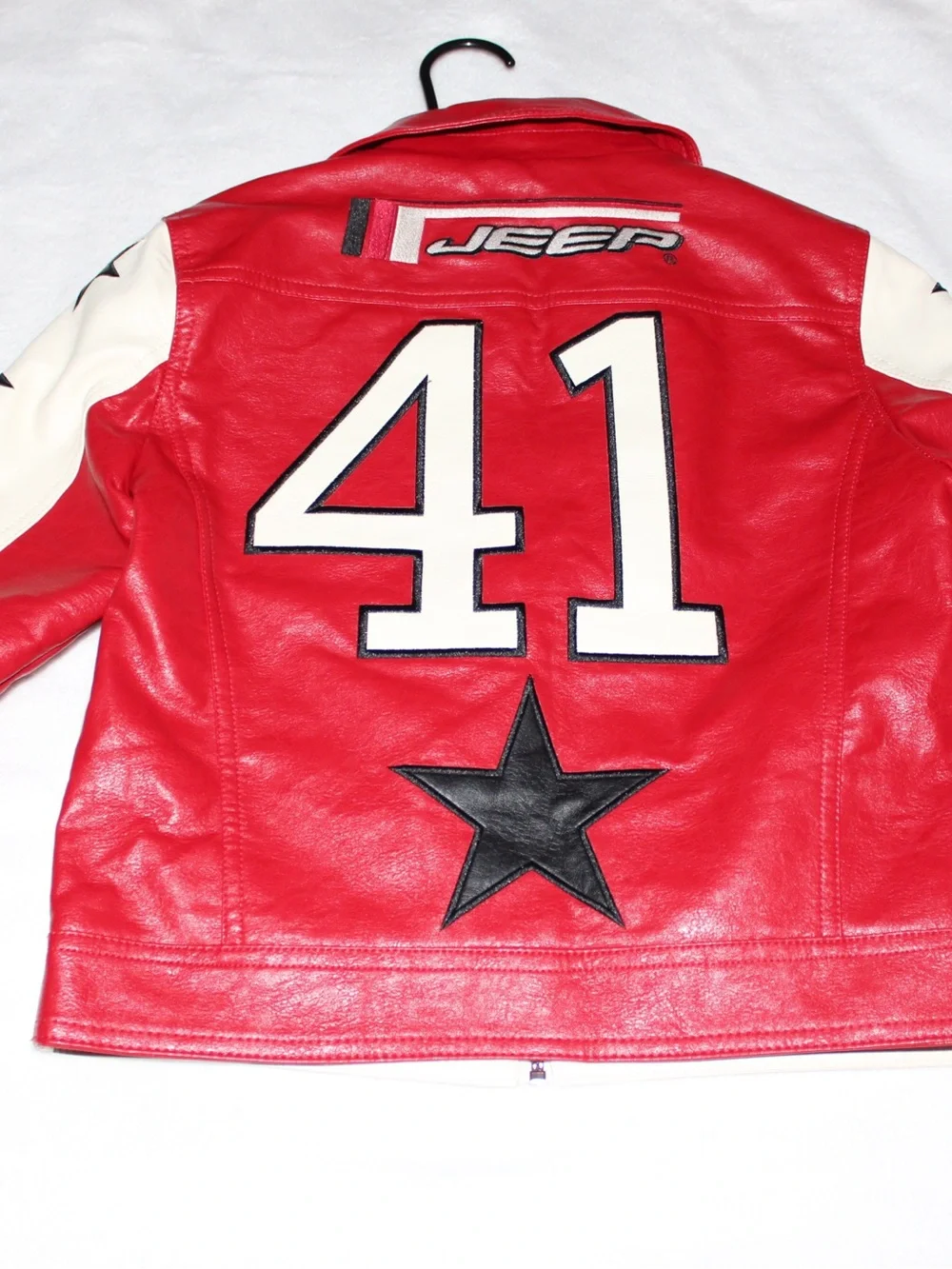Jeep Red and White Star Leather Jacket and Skirt Set